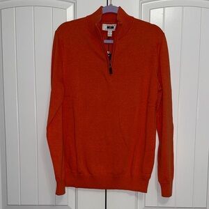 Joseph Abboud Men's Bright Orange Zip-Up Sweater